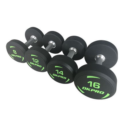 гантель полиуретановая (2-50 кг) green logo okpro ok1036 Гантель полиуретановая (2-50 кг) Green Logo OKPRO OK1036